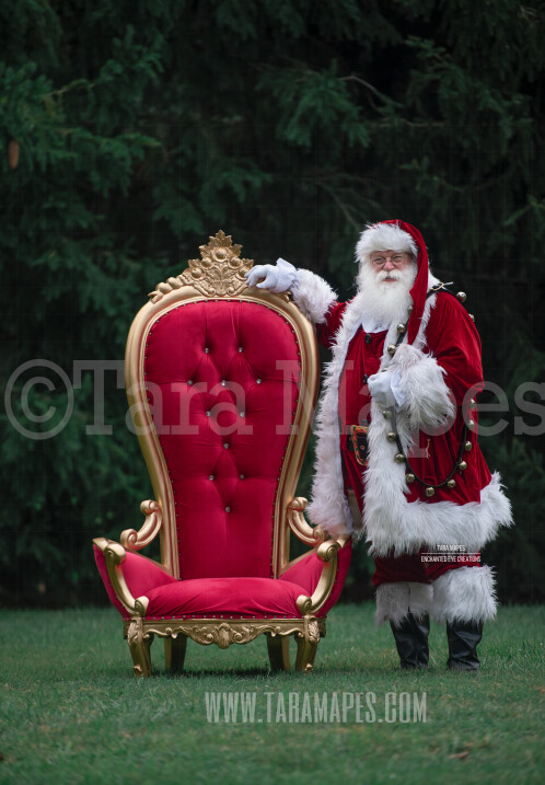 Santa in Throne with Free Snow Overlay - Santa in Christmas Chair by