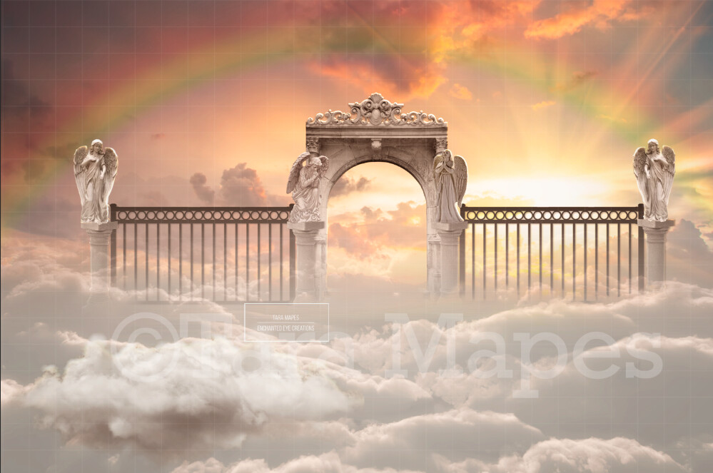 Heaven's Gates - Rainbow Heavens Gates - Memorial Image for a Loved One Who has Passed -  Pet Heaven - Memorial - Heaven Digital Background / Backdrop