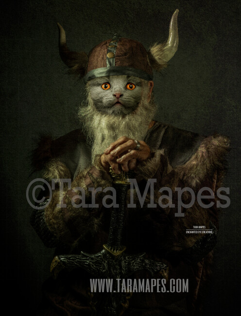 Pet Portrait PSD Template - Pet Painting Portrait Viking Body Tara Mapes - Layered PSD  Digital Background Backdrop
