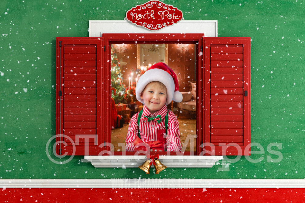 Santa&#39;s Workshop Window Layered PSD - Santa&#39;s Toyshop Digital Background  by Tara Mapes Enchanted Eye Creations