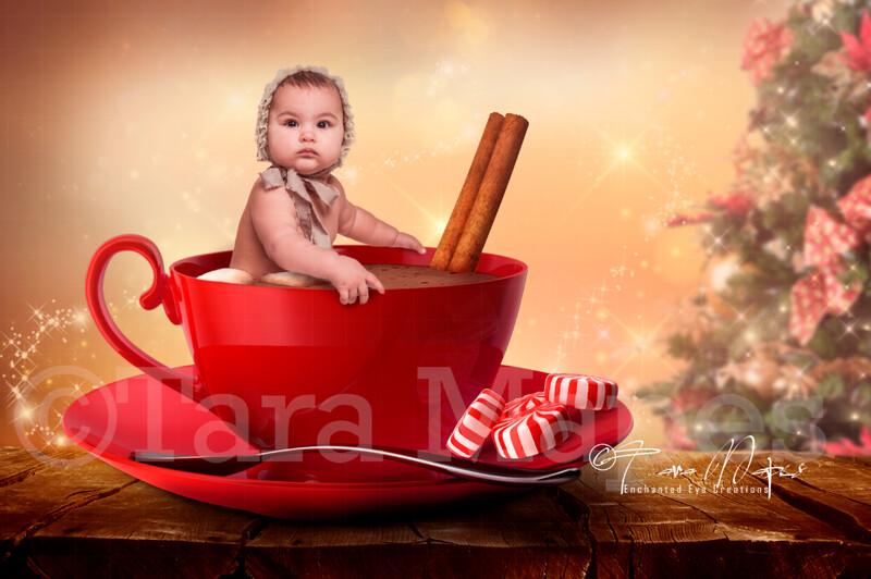 Christmas Mug with Marshmallows - Cup of Hot Chocolate - Hot Cocoa Mug for Baby Scene