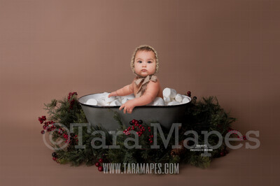 Hot Chocolate Tub with Marshmallows and Pines - Mug Tub of Hot Chocolate - Hot Cocoa Mug for Baby Scene