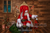 Storybook Santa in Throne - Storybook Santa with Ornament - Cozy Christmas Holiday Digital Background Backdrop