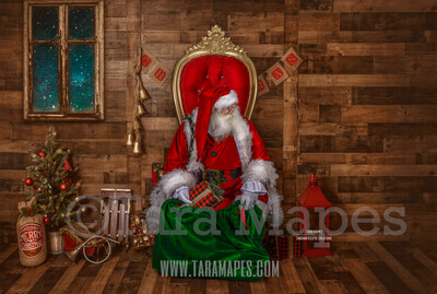 Storybook Santa Asleep - Storybook Santa Painterly- Cozy Christmas Holiday Digital Background Backdrop