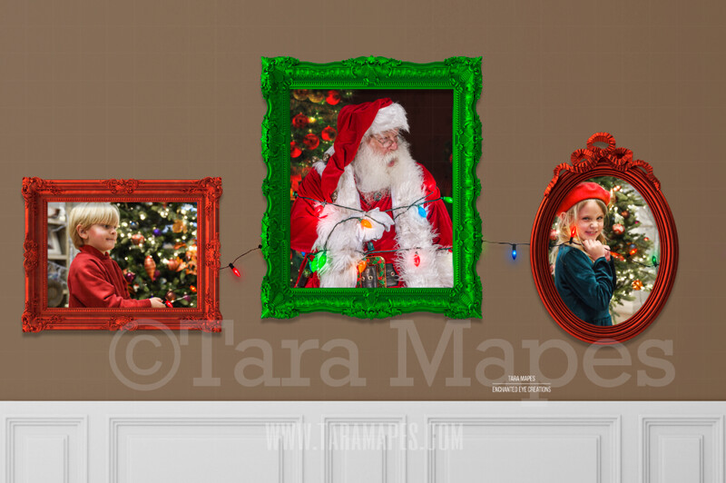 Santa Frames - Christmas Holiday Frames on Wall - LAYERED PSD! Funny Christmas Card Idea - Holiday Christmas Digital Background / Backdrop Santa Frames - Christmas Holiday Frames on Wall - LAYERED PSD! Funny Christmas Card Idea - Holiday Christmas Digital Background / Backdrop