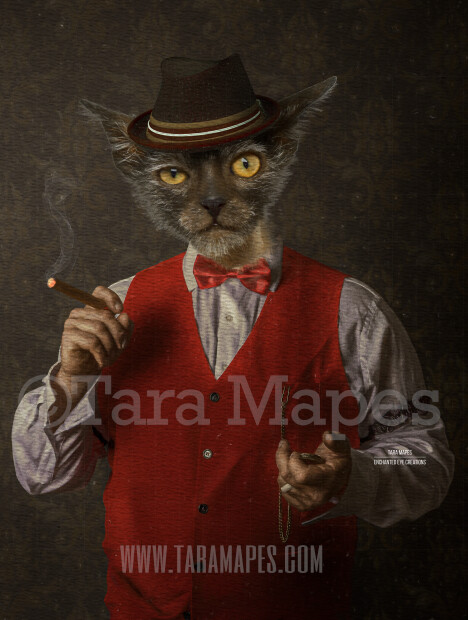 Gangster Pet Portrait PSD Template - Pet Gangster Body Tara Mapes - Layered PSD  Digital Background Backdrop
