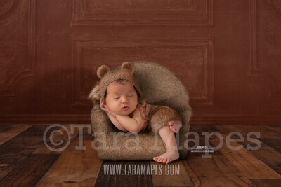 Newborn Christmas Chair - Cozy Christmas Scene with Christmas Chair and Pine Tree for Newborn Digital Background by Tara Mapes