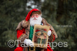 Victorian Santa Holding Book  - Santa with Book to Put Pictures Into-  Santa Holding Old Papers Scroll - Cozy Christmas Holiday Digital Background Backdrop