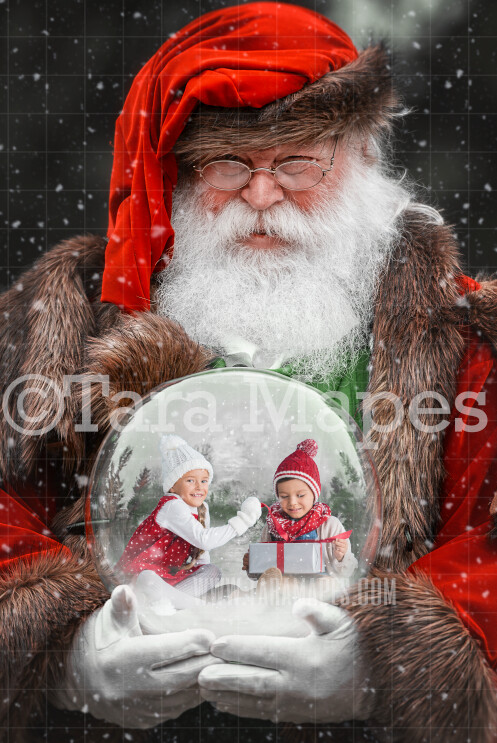 Victorian Santa Holding Snow Globe - LAYERED PSD! Snowglobe Santa - Snow Globe Santa Holiday Christmas Digital Background / Backdrop