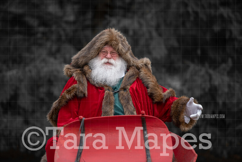 Victorian Santa in Sleigh - Victorian Santa in Snow - FREE SNOW OVERLAY - Whimsical Winter Digital Background Backdrop