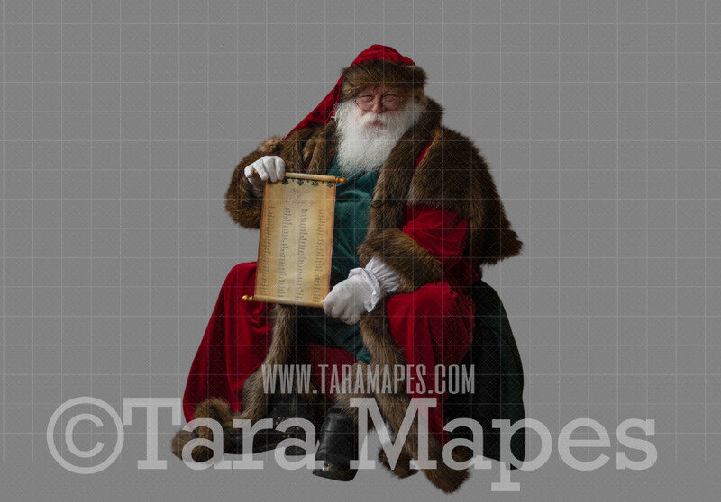 Victorian Santa with Scroll-  Santa Clip Art - Santa Cut Out  - Christmas Overlay - Santa PNG - Christmas Overlay
