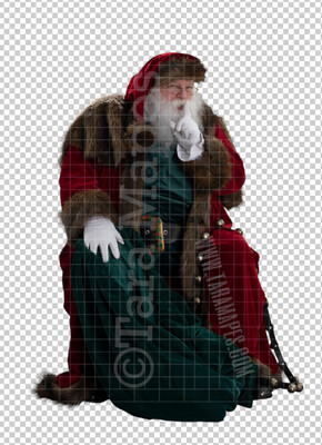 Victorian Santa with Bag Overlay Saying Shhh PNG - Santa with Sack - Santa Clip Art - Santa Cut Out  - Christmas Overlay - Santa PNG - Christmas Overlay