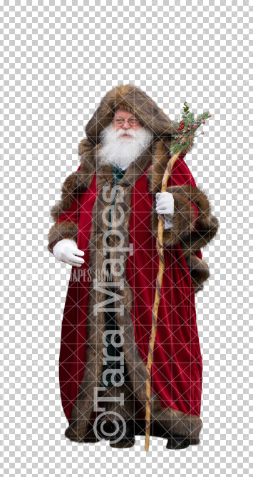 Victorian Santa Overlay PNG - Santa with Christmas Staff - Santa Clip Art - Santa Cut Out - Christmas Overlay - Santa PNG - Christmas Overlay