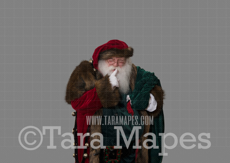 Victorian Santa Crop Saying Shh-  Santa Clip Art - Santa Cut Out  - Christmas Overlay - Santa PNG - Christmas Overlay