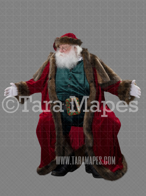 Victorian Santa Sitting with Arms Out-  Santa Clip Art - Santa Cut Out  - Christmas Overlay - Santa PNG - Christmas Overlay