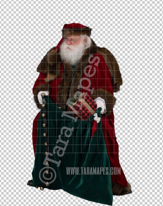 Victorian Santa with Bag Overlay  PNG - Santa with Sack - Santa Clip Art - Santa Cut Out  - Christmas Overlay - Santa PNG - Christmas Overlay