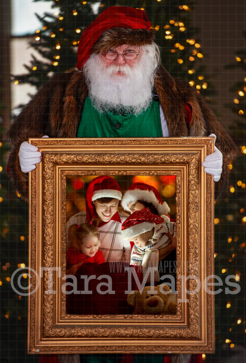 Santa with Picture Frame-  Santa Frame LAYERED PSD! Victorian Santa - Holiday Christmas Digital Background / Backdrop