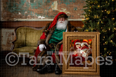 Santa with Picture Frame-  Santa Frame LAYERED PSD! Victorian Santa - Holiday Christmas Digital Background / Backdrop