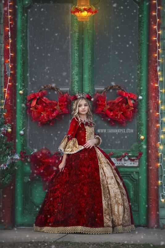 Christmas Door in Christmas Town- Holiday Christmas Street - Christmas Town Winter Wonderland - Scene for Portraits Digital Background Christmas Door in Christmas Town- Holiday Christmas Street - Christmas Town Winter Wonderland - Scene for Portraits Digital Background