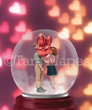 Valentine Snowglobe with Heart Bokeh Background Digital Backdrop - Valentine&#39;s Day Snow Globe Digital Background -  Globe Background by Tara Mapes - Layered PSD Digital Background