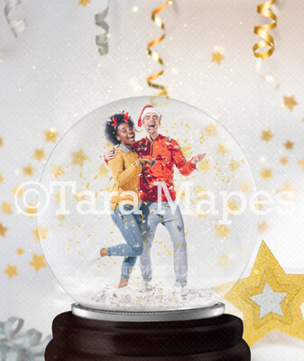 New Year&#39;s Eve Snowglobe  Digital Backdrop - Snow Globe Digital Background -  Globe Background by Tara Mapes - Layered PSD Digital Background