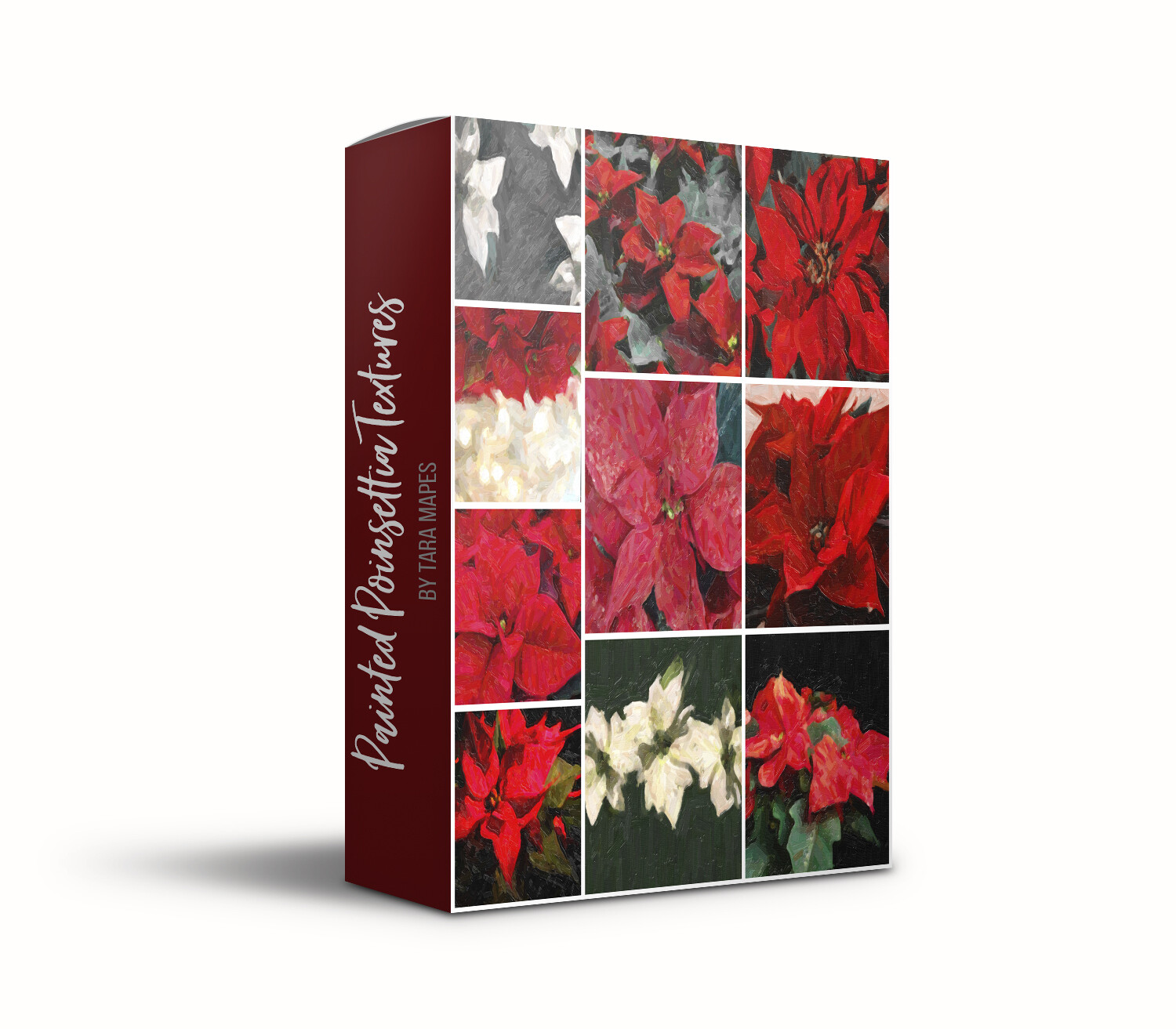 Painted Poinsettias Fine Art Texture Overlays - Oil Paint Floral Textures Photoshop Overlays by Tara Mapes