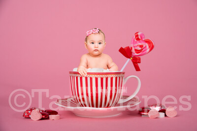 Valentine Digital Background - Candy Mug Newborn Sitter Digital Background Valentine&#39;s Day -Digital Background / Backdrop