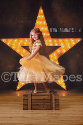 Star Light Digital Background - Star Marquee Studio Light - New Year - Gold and Black - Birthday -Digital Background / Backdrop
