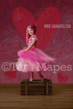 Valentine Hearts Studio Digital Background - Hearts Pink and Red Painted Backdrop in Studio - Digital Background / Backdrop