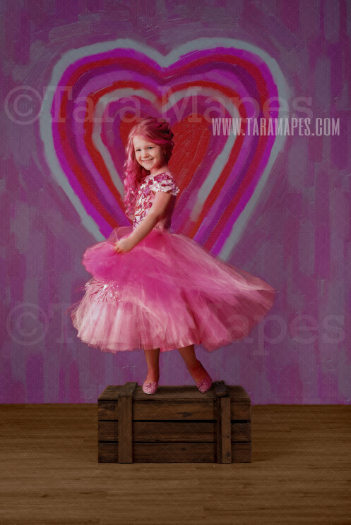 Big Heart Oil Painting Digital Background - Valentine Backdrop - Hearts - Digital Background / Backdrop