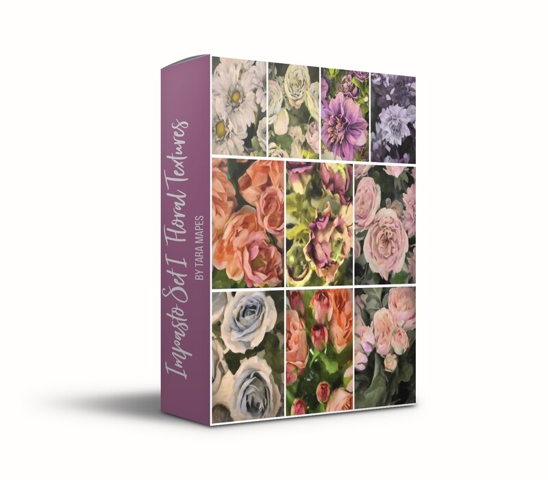 Impasto Set I Floral Collection Fine Art Texture Overlays - 10 Digital Painted Floral Textures -  Photoshop Overlays by Tara Mapes