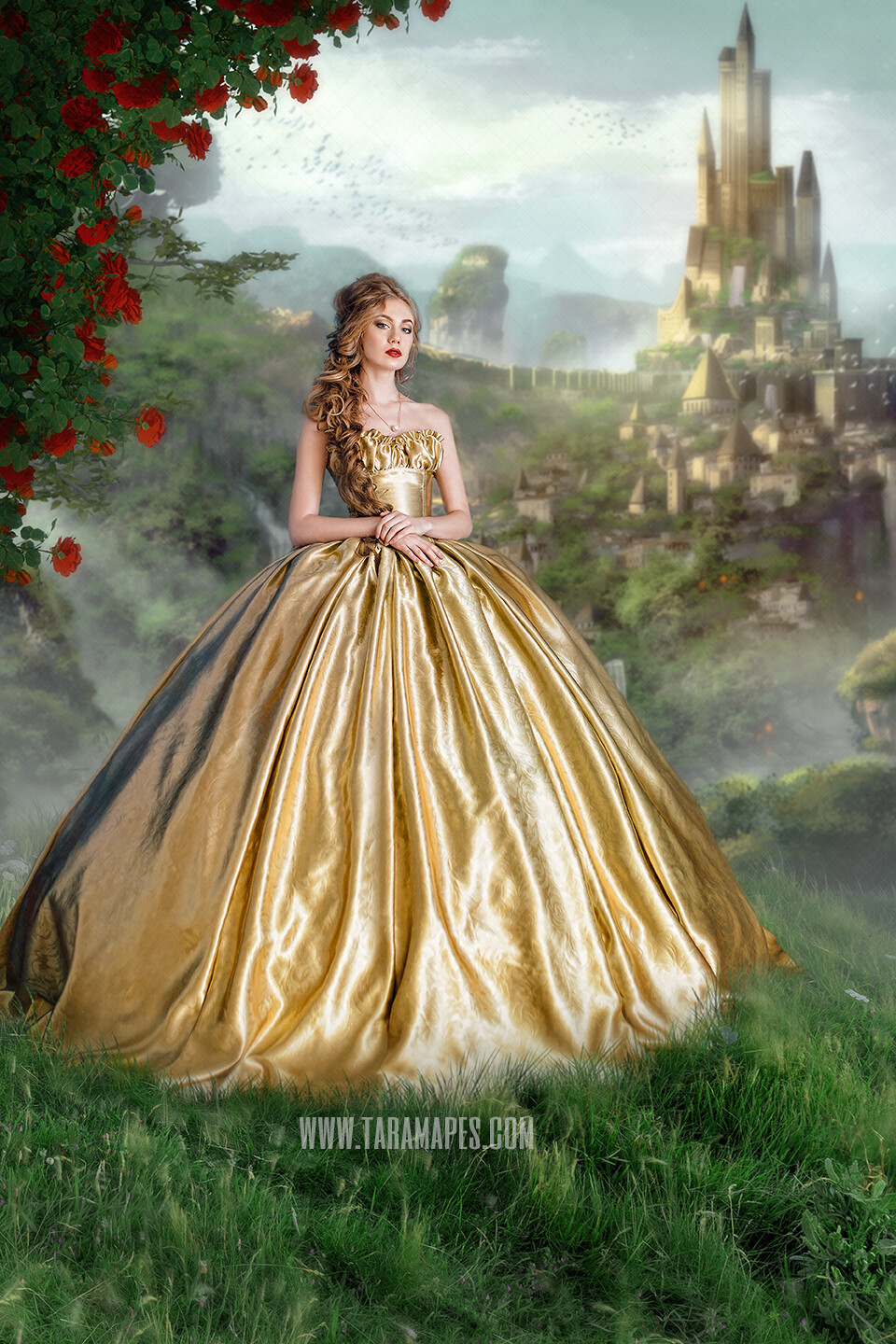 Hill Over Fairytale Castle - Magical Castle - Princess Castle - Digital Background Backdrop JPG FILE