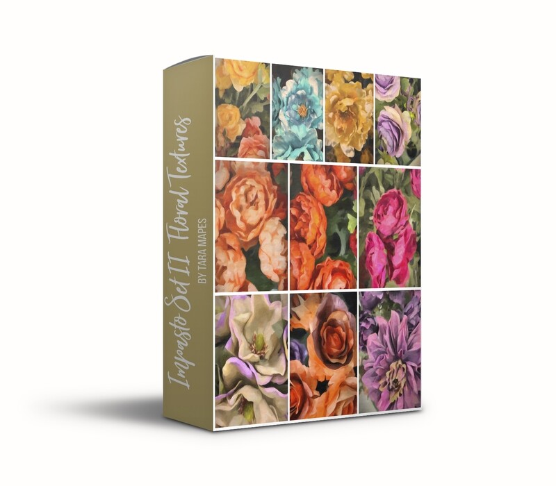 Impasto Set II Floral Collection Fine Art Texture Overlays - 10 Digital Painted Floral Textures - Photoshop Overlays by Tara Mapes