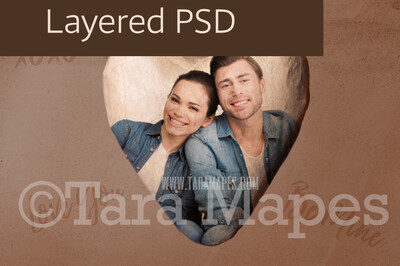 Rustic Heart Valentine Digital Background LAYERED PSD -  Couples Love Anniversary Valentine&#39;s Day Digital Background / Backdrop