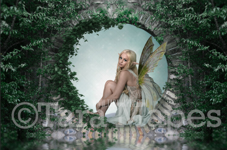 Enchanted Fairy Door - Fairy Arch - Magical Fairy Photoshop Digital Background / Backdrop