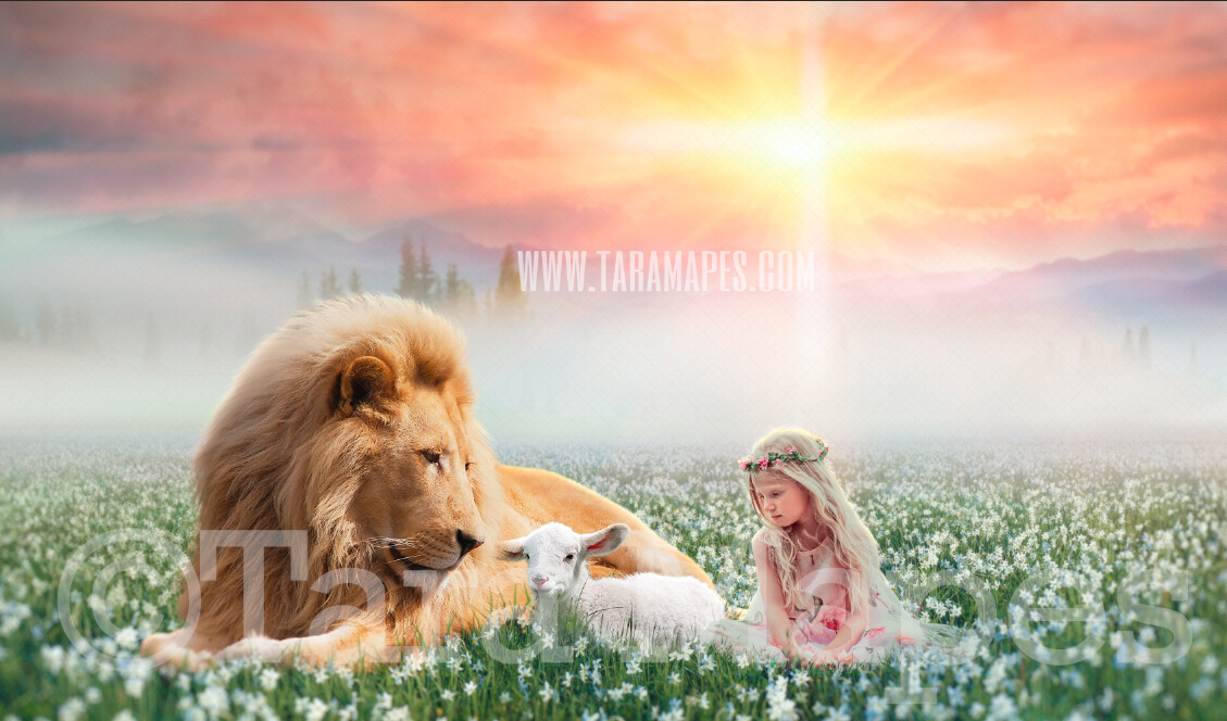 Lion and Lamb Easter Religious Digital Background