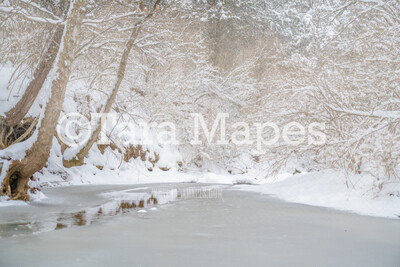 Frozen Creek 3 - Winter Scene- Snowy Scene Digital Background plus FREE SNOW OVERLAY
