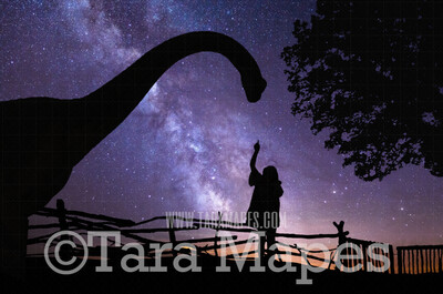 Dino Silhouette Digital- Whimsical Scene with Dinosaur - Background -  JPG Digital Background / Backdrop