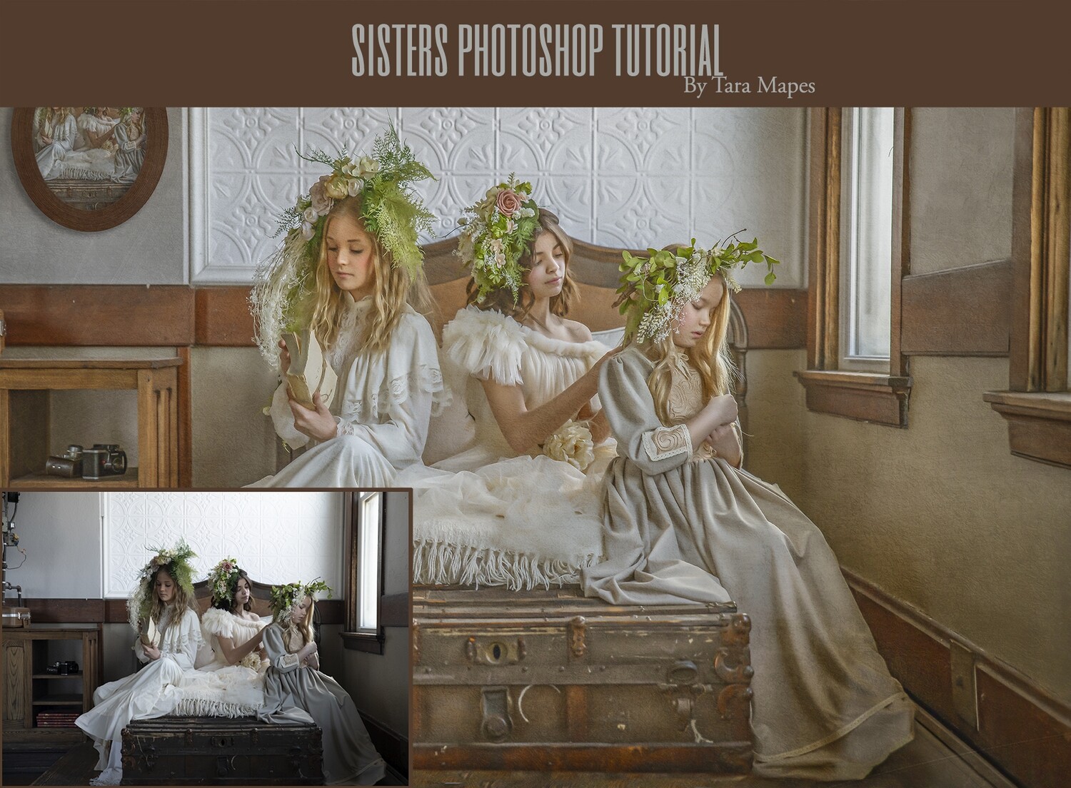 The Sisters Fine Art Painterly Photoshop Tutorial - PAINTED SKIN ACTION SET INCLUDED- Fine Art Tutorial by Tara Mapes