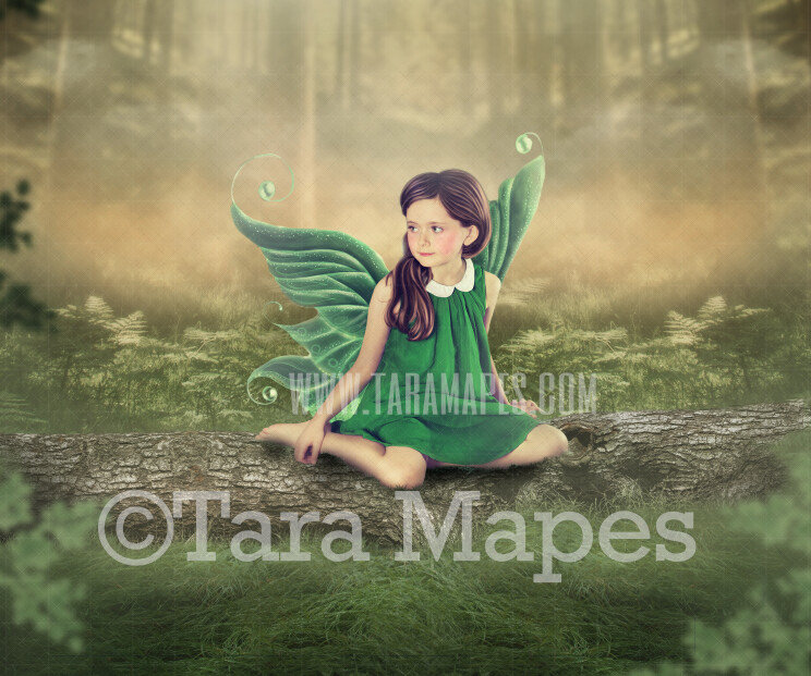 Tree Log in Forest - Spring Log- Fairy Fairy Log - Photoshop Digital Background / Backdrop