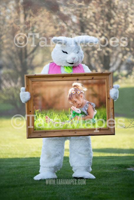 Easter Frame Bunny Frame - Easter Bunny Holding a Frame (file1) - Fun Easter Digital - JPG file - Photoshop Digital Background / Backdrop