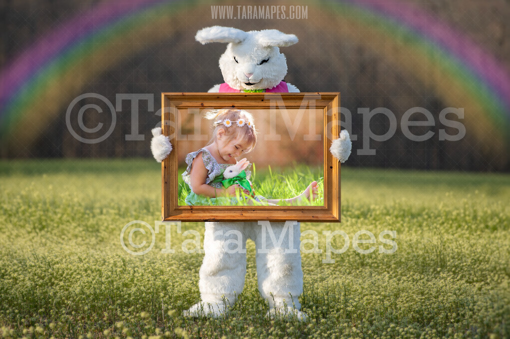 Easter Bunny Frame - Easter Bunny Holding a Frame (file2) - Fun Easter Digital - JPG file - Photoshop Digital Background / Backdrop