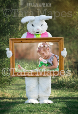 Easter Bunny Frame - Easter Bunny Holding a Frame (file3) - Fun Easter Digital - JPG file - Photoshop Digital Background / Backdrop