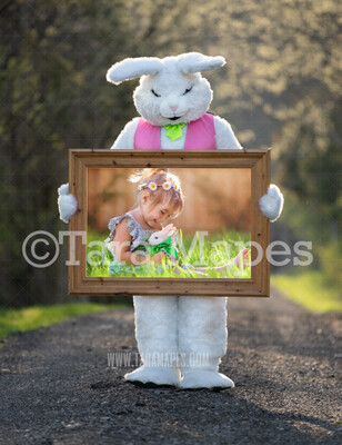 Easter Bunny Frame - Easter Bunny Holding a Frame (file6) - Fun Easter Digital - JPG file - Photoshop Digital Background / Backdrop