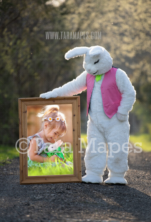 Easter Bunny Frame - Easter Bunny Holding a Frame (file7) - Fun Easter Digital - JPG file - Photoshop Digital Background / Backdrop