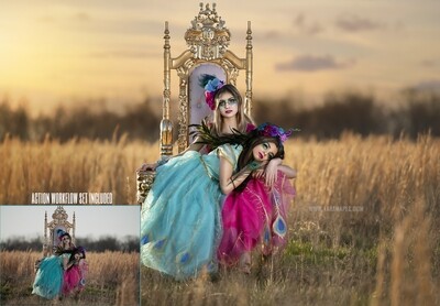 Peacock Princesses - Fine Art Facial Action Workflow Set Included- Fine Art Tutorial by Tara Mapes