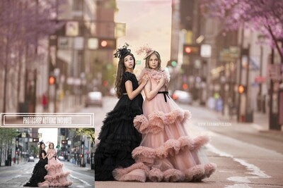 Pink and Black in the City Painterly Photoshop Tutorial- Skin &amp; Portrait Retouch Action Workflow Set Included- Fine Art Tutorial by Tara Mapes