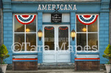 Americana Storefront- Patriotic Shoppe - Independence Day Shop - 4th of July Shop - Rustic Blue Store - Digital Background Backdrop -  JPG file Digital Background