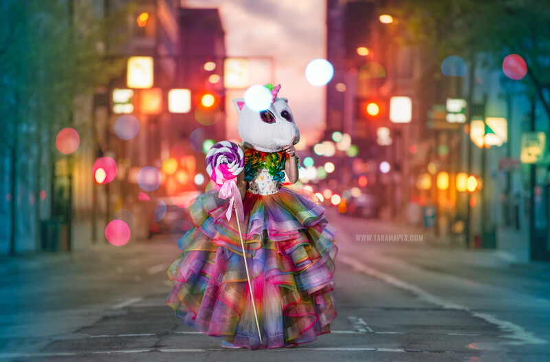 Rainbow Street - Colorful Bokeh City Street - Happy Carnival Festival Digital Background - JPG file - Photoshop Digital Background / Backdrop