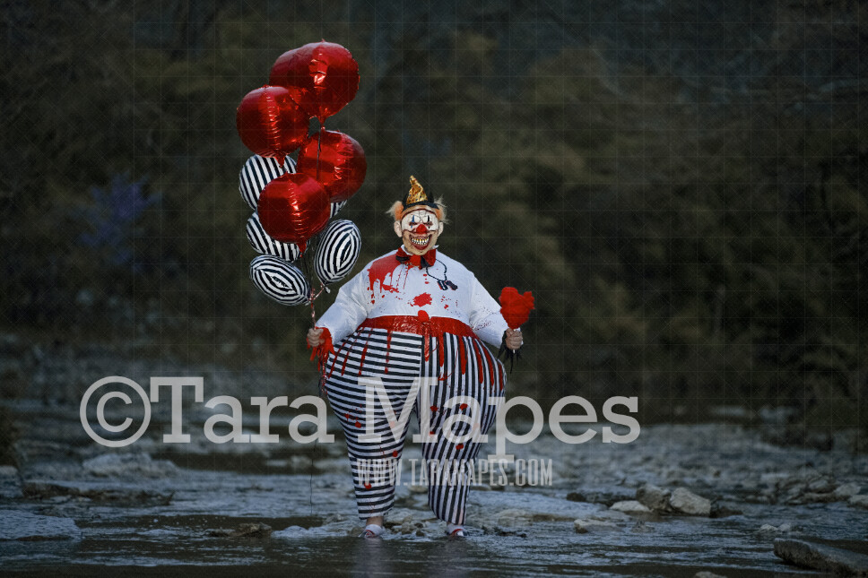 TWO PACK Creepy Circus Clown in Creek Digital Background - Scary Carnival Clown in River - JPG file - Photoshop Digital Background / Backdrop